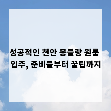 성공적인 천안 몽블랑 원룸 입주, 준비물부터 꿀팁까지