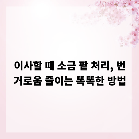 이사할 때 소금 팥 처리, 번거로움 줄이는 똑똑한 방법
