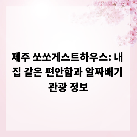 제주 쏘쏘게스트하우스: 내 집 같은 편안함과 알짜배기 관광 정보