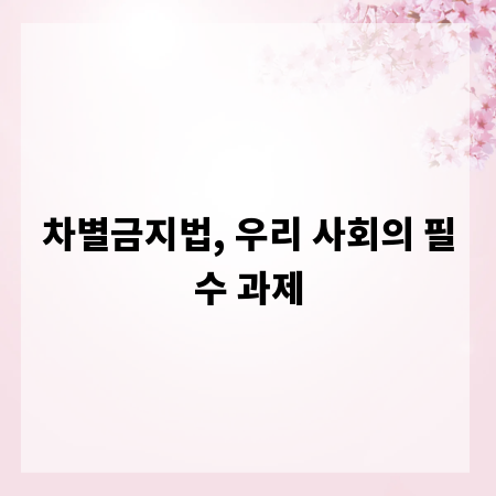 차별금지법, 우리 사회의 필수 과제