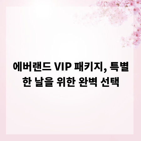 에버랜드 VIP 패키지, 특별한 날을 위한 완벽 선택