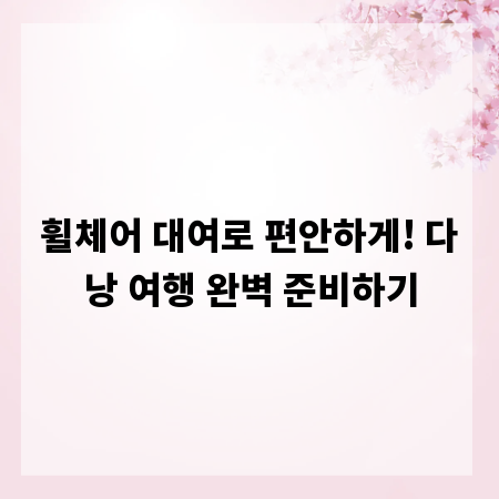 휠체어 대여로 편안하게! 다낭 여행 완벽 준비하기