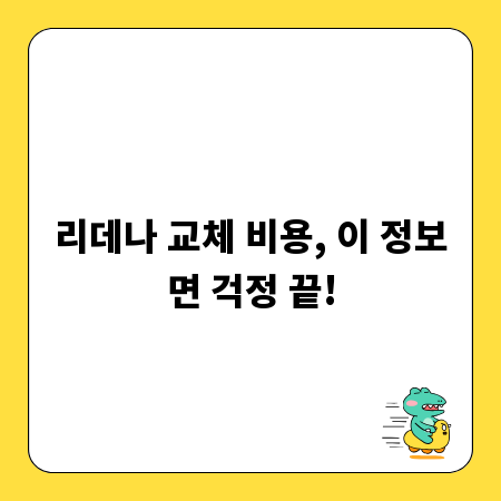 리데나 교체 비용, 이 정보면 걱정 끝!