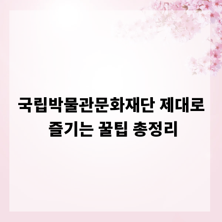 국립박물관문화재단 제대로 즐기는 꿀팁 총정리