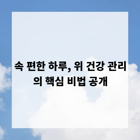 속 편한 하루, 위 건강 관리의 핵심 비법 공개