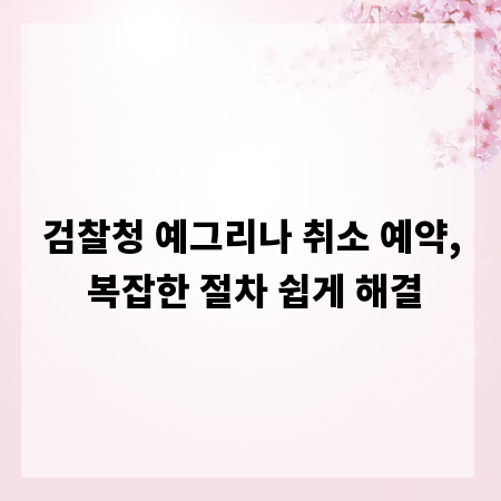 검찰청 예그리나 취소 예약, 복잡한 절차 쉽게 해결