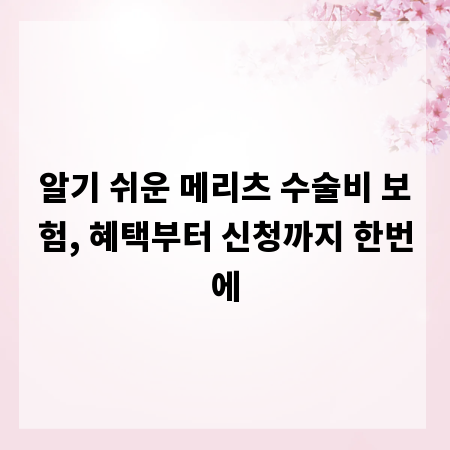 알기 쉬운 메리츠 수술비 보험, 혜택부터 신청까지 한번에