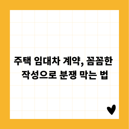 주택 임대차 계약, 꼼꼼한 작성으로 분쟁 막는 법