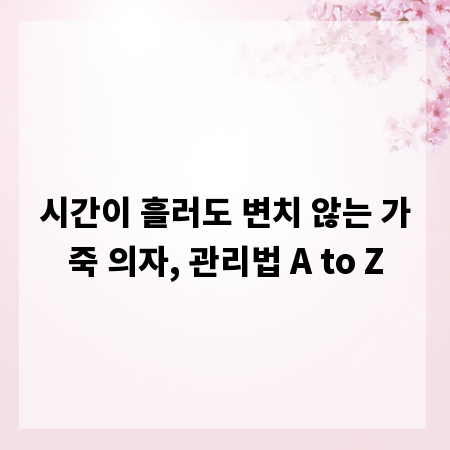 시간이 흘러도 변치 않는 가죽 의자, 관리법 A to Z