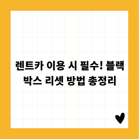 렌트카 이용 시 필수! 블랙박스 리셋 방법 총정리