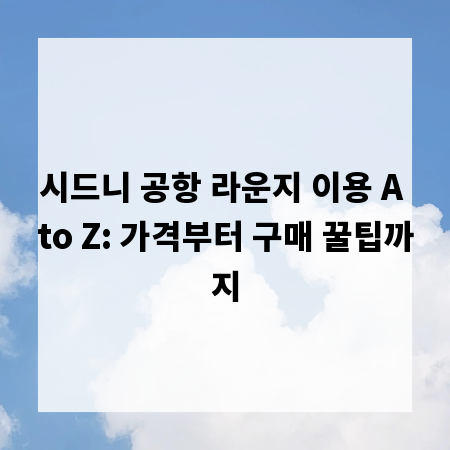 시드니 공항 라운지 이용 A to Z: 가격부터 구매 꿀팁까지