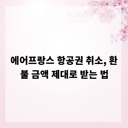 에어프랑스 항공권 취소, 환불 금액 제대로 받는 법