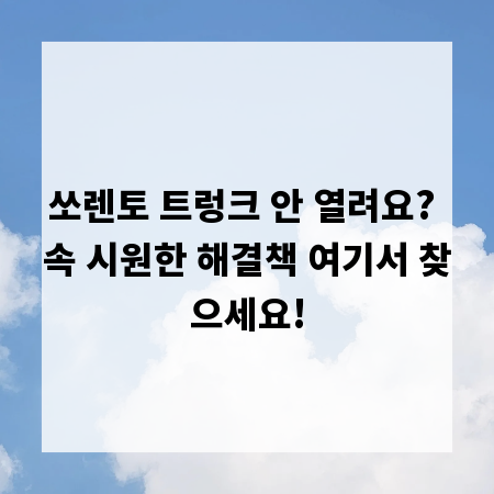 쏘렌토 트렁크 안 열려요? 속 시원한 해결책 여기서 찾으세요!