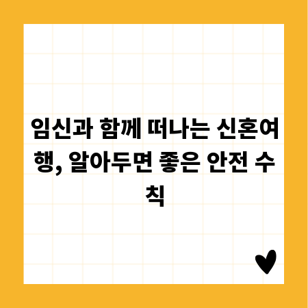 임신과 함께 떠나는 신혼여행, 알아두면 좋은 안전 수칙