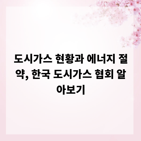 도시가스 현황과 에너지 절약, 한국 도시가스 협회 알아보기