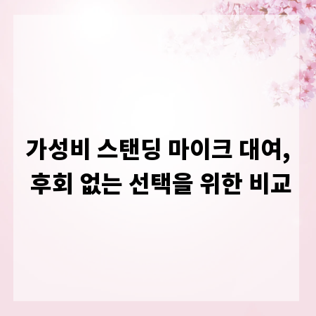 가성비 스탠딩 마이크 대여, 후회 없는 선택을 위한 비교