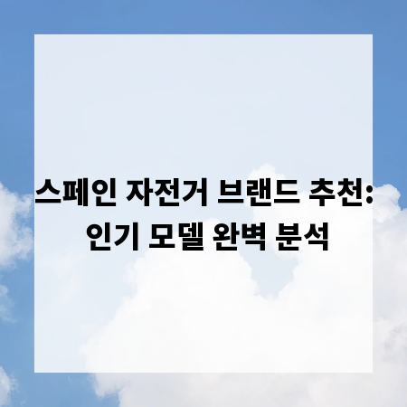 스페인 자전거 브랜드 추천: 인기 모델 완벽 분석