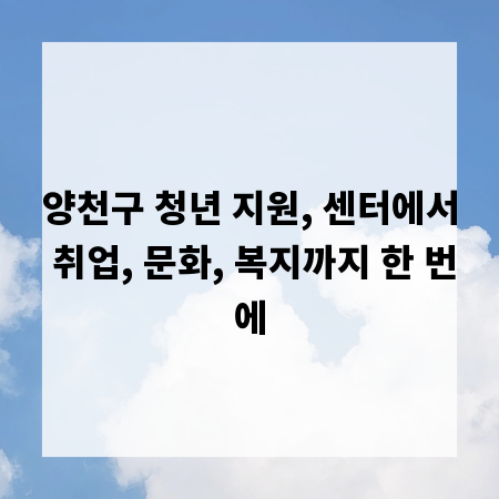 양천구 청년 지원, 센터에서 취업, 문화, 복지까지 한 번에