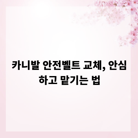 카니발 안전벨트 교체, 안심하고 맡기는 법