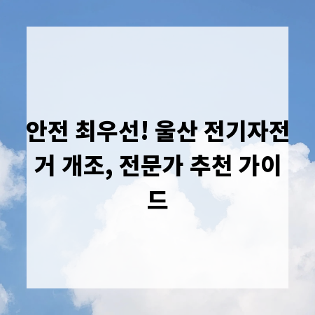 안전 최우선! 울산 전기자전거 개조, 전문가 추천 가이드