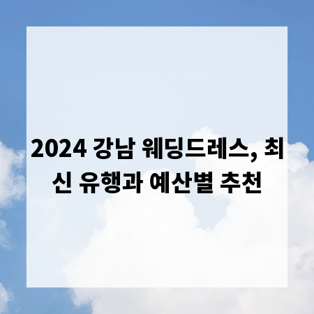 2024 강남 웨딩드레스, 최신 유행과 예산별 추천
