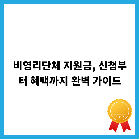 비영리단체 지원금, 신청부터 혜택까지 완벽 가이드