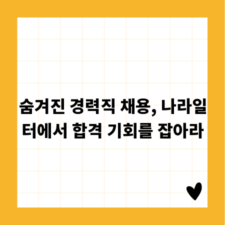 숨겨진 경력직 채용, 나라일터에서 합격 기회를 잡아라