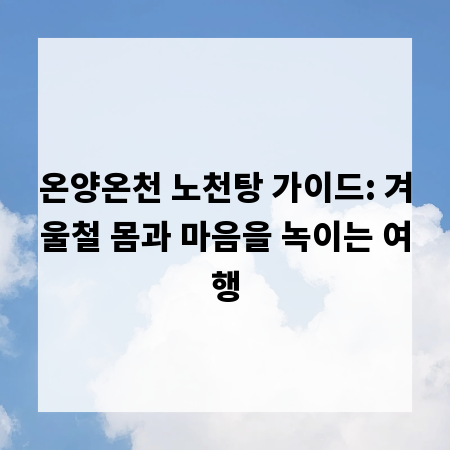온양온천 노천탕 가이드: 겨울철 몸과 마음을 녹이는 여행