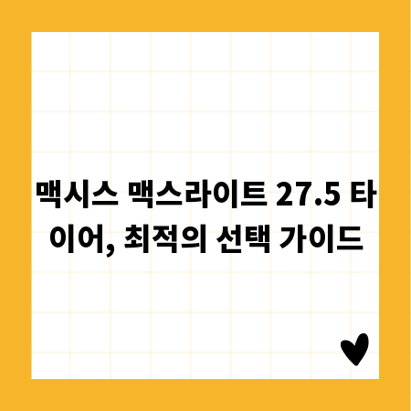 맥시스 맥스라이트 27.5 타이어, 최적의 선택 가이드