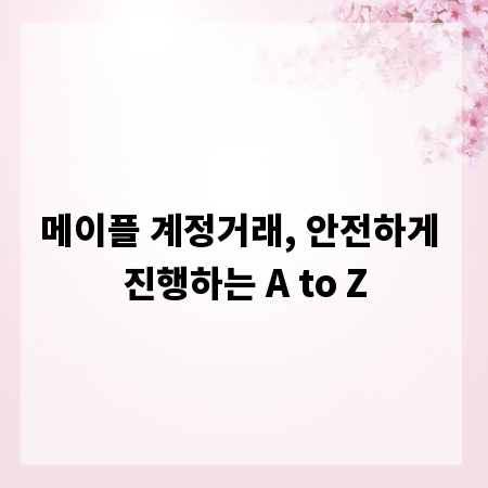메이플 계정거래, 안전하게 진행하는 A to Z