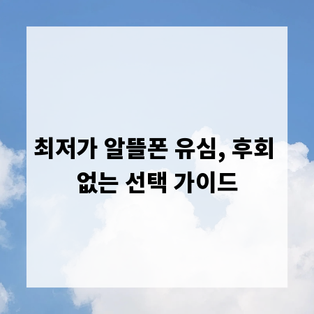 최저가 알뜰폰 유심, 후회 없는 선택 가이드