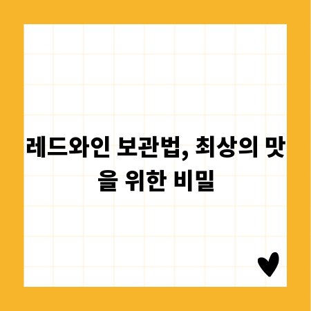 레드와인 보관법, 최상의 맛을 위한 비밀