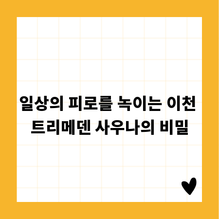 일상의 피로를 녹이는 이천 트리메덴 사우나의 비밀