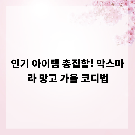 인기 아이템 총집합! 막스마라 망고 가을 코디법