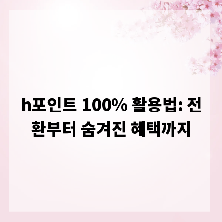 h포인트 100% 활용법: 전환부터 숨겨진 혜택까지