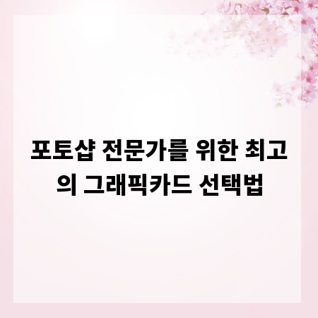 포토샵 전문가를 위한 최고의 그래픽카드 선택법