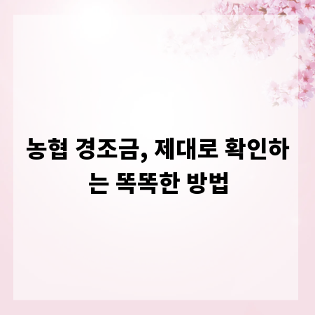 농협 경조금, 제대로 확인하는 똑똑한 방법