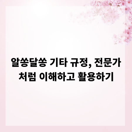 알쏭달쏭 기타 규정, 전문가처럼 이해하고 활용하기