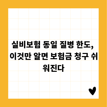 실비보험 동일 질병 한도, 이것만 알면 보험금 청구 쉬워진다