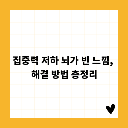 집중력 저하 뇌가 빈 느낌, 해결 방법 총정리