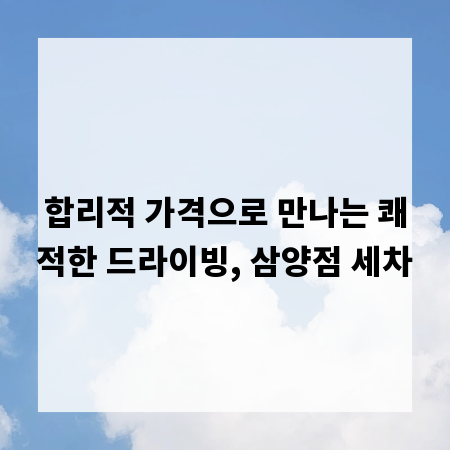 합리적 가격으로 만나는 쾌적한 드라이빙, 삼양점 세차