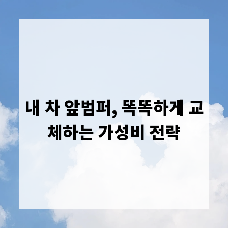 내 차 앞범퍼, 똑똑하게 교체하는 가성비 전략