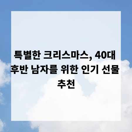 특별한 크리스마스, 40대 후반 남자를 위한 인기 선물 추천