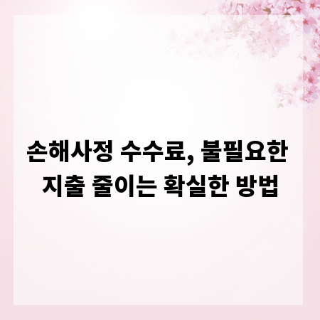 손해사정 수수료, 불필요한 지출 줄이는 확실한 방법