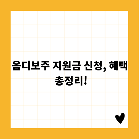 옵디보주 지원금 신청, 혜택 총정리!