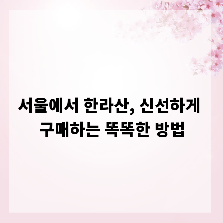 서울에서 한라산, 신선하게 구매하는 똑똑한 방법
