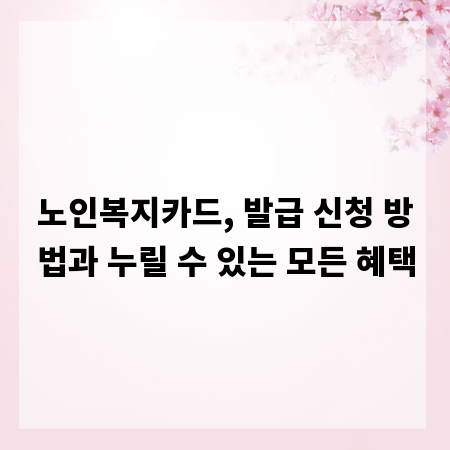 노인복지카드, 발급 신청 방법과 누릴 수 있는 모든 혜택