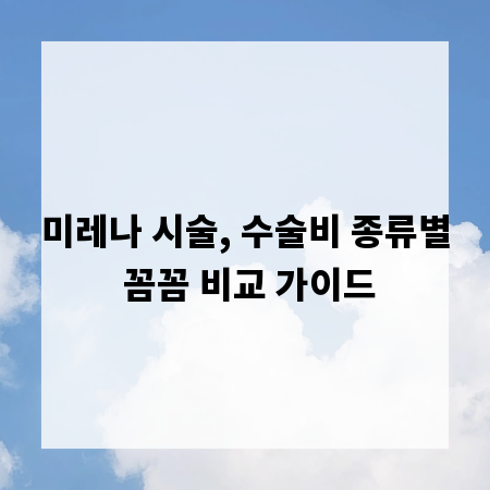 미레나 시술, 수술비 종류별 꼼꼼 비교 가이드