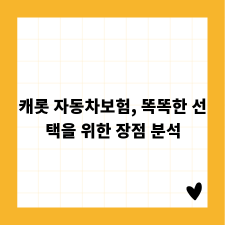 캐롯 자동차보험, 똑똑한 선택을 위한 장점 분석