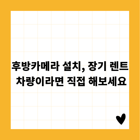 후방카메라 설치, 장기 렌트 차량이라면 직접 해보세요